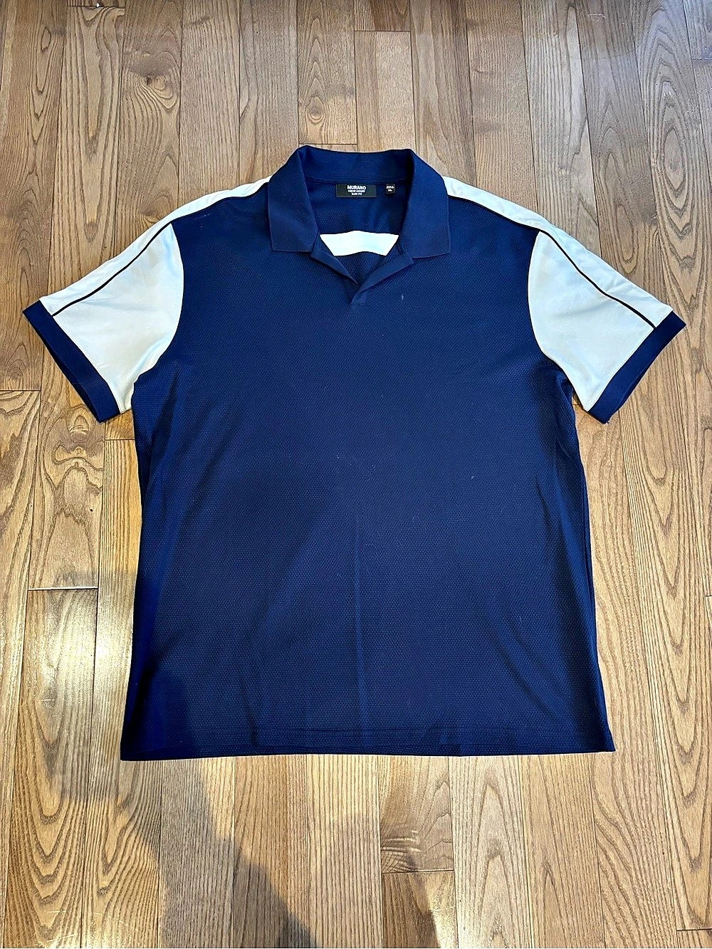 Murano Liquid Luxury Slim Fit Polo Shirt Blue & White XL